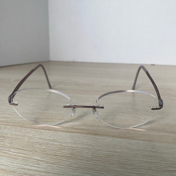 Silhouette 5452 40 6056 Titanium Brown Rimless Eyeglasses Oval Frames 19-140 - Picture 2 of 8